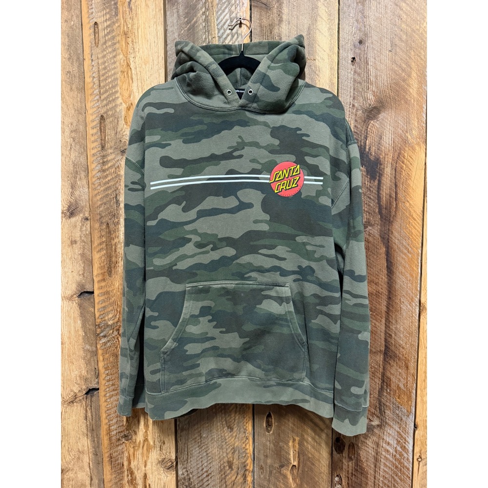 Santa Cruz Mens L Camo Hoodie Classic Logo Skateboard Skate Streetwear Grunge